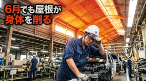 6月でも屋根が身体を削る-折板屋根工場の初夏における輻射熱リスク