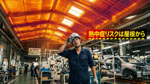 屋根からの輻射熱で熱中症リスク増大-自動車整備工場の見えない危険