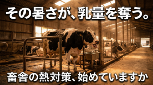 夏の牛舎で暑熱ストレスを受けるホルスタイン牛｜畜舎の輻射熱対策が乳量低下を防ぐ