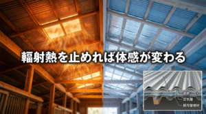 厩舎屋根の遮熱対策ビフォーアフター - 輻射熱カットによる温度改善効果