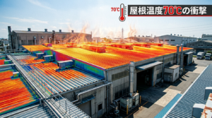 折板屋根の蓄熱問題 - 夏の直射日光で70℃に達する金属屋根の熱吸収