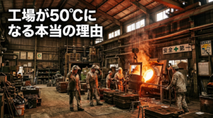 ## タイトル 金属加工・鋳造工場の暑さ問題を建築面から改善する|原因→対策→遮熱の打ち手まで解説 ## 導入 夏場の金属加工工場・鋳造工場では、「外気温35℃でも工場内は50℃近い」「炉の前に立つだけで体力が削られる」「夕方になっても暑さが引かない」といった状況が起きがちです。 この暑さは、作業者の熱中症リスクを高めるだけでなく、品質不良・設備停止・離職の増加など、現場の経営課題に直結します。 しかし現実には、スポットクーラーを増やしても思ったほど改善しないケースが多いです。理由は明確で、暑さの原因が“空気が暑い”だけではなく、屋根の蓄熱や炉からの輻射熱(放射熱)、排熱が抜けない換気計画などが複合しているからです。 つまり、工場の暑さ対策は「機器を足す」より先に、「熱の入り方・たまり方・抜け方」を建築・設備の視点で整理し、優先順位をつけて潰していくことが最短ルートになります。 本記事では、金属加工・鋳造工場の暑さ問題を、①問題、②原因、③対策、④遮熱(屋根と輻射熱)という流れで解説します。最後に、遮熱材の選択肢として「サーモバリア」を使う場合の考え方・提案のポイントもまとめます。コピペしてそのままブログに掲載できる形で構成しています。 --- ## 問題(暑さが生む現場トラブル) 工場内温度が高い状態が続くと、困るのは「暑い」だけではありません。現場では次のような“連鎖”が起きます。 ### 1) 熱中症・安全事故のリスクが上がる 鋳造・金属加工の現場は、火気・高温物・重量物が多く、もともと危険度が高い環境です。そこに高温・高湿が重なると、判断力の低下や疲労蓄積が起こりやすくなり、ヒヤリハットが増えます。 熱中症の怖いところは「本人が気づきにくい」ことです。結果として、対策が“注意喚起”だけになると限界がきます。 ### 2) 生産性が落ち、品質もブレる 暑い環境は集中力を奪います。段取り替え、測定、検査、溶接、仕上げなど、人的品質が影響する工程でミスが増えやすくなります。 また、暑さは設備にも効きます。制御盤・インバータ・センサー類の誤作動、コンプレッサーの過熱、ブレーカー落ちなど、夏にトラブルが偏る現場は少なくありません。 ### 3) 採用・定着に響く 「夏が無理で辞めた」「家族に止められる」という理由は、現場では現実的です。技能継承が必要な業種ほど、離職は痛手になります。 暑さ対策は“福利厚生”ではなく、現場力を守る投資です。 --- ## 原因(なぜ鋳造工場・金属加工工場は50℃になりやすいのか) 工場が暑くなる原因は、大きく分けて5つです。ポイントは、どれか一つではなく複数が同時に起きていることです。 ### 1) 炉・溶解設備・高温物からの輻射熱(放射熱) 鋳造現場の暑さの主役は、空気温度ではなく輻射熱であることが多いです。 輻射熱は、熱源から赤外線として放射され、空気を介さずに人体や周囲の物体を直接温めます。だから、換気して空気が入れ替わっても「体感が変わらない」ことが起きます。 炉、取鍋、溶湯、加熱物、焼入れ炉、乾燥炉など、熱源が露出する工程ほど影響が強くなります。 ### 2) 屋根が日射を受けて蓄熱し、工場全体を温める 折板屋根や金属屋根は、夏の直射日光で表面温度が大きく上がります。屋根材が熱を持つと、その熱が屋内へ伝わり、天井付近に熱だまりができます。 この熱だまりが厄介なのは、昼に溜めた熱が夕方以降も放出され、夜まで工場が暑い原因になることです。 炉が止まっている時間帯でも暑いなら、屋根・外壁の影響が大きい可能性があります。 ### 3) 換気が「排気だけ」「給気だけ」になっていて熱が抜けない 換気扇が付いていても、給気経路がなければ換気量は増えません。逆に、シャッターを開けて給気しても、排気が弱いと熱は滞留します。 また、熱は上にたまるため、高所排気が弱いと天井付近に熱が溜まり、時間差で作業域がさらに苦しくなります。 ### 4) 開口部運用(シャッター開けっぱなし/閉め切り)で状況が悪化する 夏の外気は暑く湿っています。開口を開ければ入ってくるのは“涼しい空気”ではなく“熱い空気”のことも多いです。 一方で閉め切ると換気不足になります。 開口部は「開ける・閉める」ではなく、「どこから入れて、どこへ抜くか」の設計で考える必要があります。 ### 5) コンプレッサー・油圧ユニット・照明などの内部発熱が積み上がる 炉以外にも発熱源は多いです。特にコンプレッサー室・電気室が熱だまりになると、故障リスクが上がり、工場全体の熱負荷も押し上げます。 “熱源の分離”と“排熱のルート確保”は、地味ですが効く対策です。 --- ## 対策(現実的な改善手順と打ち手) ここからは、現場で失敗しにくい順番=優先順位で対策を整理します。 ### ① まずは見える化(温度・湿度・輻射熱・気流) 暑さ対策でありがちな失敗は、「とりあえず機械を増やす」ことです。 その前に、最低限これだけは押さえると判断がブレません。 - どの時間帯に一番暑いか(午前/午後/夕方) - どの場所が暑いか(炉前/ライン中央/検査室/出荷口など) - 空気温度と体感の差(輻射熱が強いと差が大きい) - 天井付近の熱だまりの有無 - 風が“入っているか・抜けているか”(気流の可視化) ここが整理できると、「屋根対策が効く現場」か「炉の遮熱が最優先の現場」か、優先順位が見えてきます。 ### ② 排熱の道をつくる(換気の設計) 工場全体の暑さを下げるなら、換気は最重要です。ただし“換気扇を増やす”ではなく、排気と給気をセットで考えます。 - 高所排気(熱だまりを抜く) - 給気(排気した分、空気が入る道を確保する) - 気流(作業者に熱風が当たらないルートを作る) 鋳造工場は上昇気流が強いため、上部に熱を逃がす設計にすると効きやすいです。逆に、給気だけ増やしても熱は抜けません。排気だけ強くしても給気がなければ換気量は増えません。この“片手落ち”が多いので注意点です。 ### ③ 炉まわりの熱源対策(局所排気+囲い+遮熱) 炉由来の暑さが強い現場では、空調を足す前に「輻射熱を減らす」対策が効きます。 - 熱源を“見えなくする”(遮熱パネル・遮熱カーテン等) - 熱が上に上がる動きを利用して“捕まえて排気する”(局所排気) - 高温物の露出時間を減らす(保温・カバー・段取り工夫) ここでの勘違いとして、「換気で風を当てれば良い」があります。風で体感が楽になる面はありますが、輻射熱が強いと限界があります。まず遮熱、次に気流設計、必要に応じて局所冷却、の順が現実的です。 ### ④ 屋根熱対策(遮熱・断熱・二重屋根) “工場全体が暑い”“夜まで暑い”“炉から離れても暑い”場合は、屋根の影響が大きい可能性があります。屋根熱対策は、工場のベース温度を下げる方向の施策です。 - 屋根の遮熱(塗装・遮熱材・遮熱シートなど) - 屋根裏側の断熱・遮熱(結露リスクとセットで検討) - 二重屋根(通気層を確保し、熱を逃がす) 屋根対策は、炉のような“瞬間的な熱源”への対策ではありません。ですが、土台の温度が下がると、換気や空調の効き方が変わり、全体の改善につながります。 ### ⑤ 空調は「全体」より「ゾーン化」「逃げ場の強化」 工場全体の空調は、天井高や開口の多さ、熱源の大きさから、コストが膨らみやすいです。現実的な着地としては、ゾーン化と逃げ場づくりです。 - 作業エリアをカーテン等で区切り、ゾーン空調にする - スポットクーラーは排熱処理までセットで考える(排熱が室内に回ると逆効果) - 休憩室・クールダウン室の性能を上げる(回復拠点) 暑さ対策は「作業を止めないための設計」です。工場の働き方に合わせて最適配置するのが成功パターンです。 --- ## 遮熱(屋根・輻射熱に効く“遮熱”の基本) 遮熱は、工場の暑さ対策でよく使われる言葉ですが、効果が出る条件と注意点を押さえると失敗が減ります。 ### 遮熱が効く仕組み 遮熱は、熱を“断つ”というより、熱を“反射して入れない”対策です。 屋根に対しては「日射を反射して屋根材が熱くなるのを抑える」。 炉の周りに対しては「輻射熱を反射して人体が受ける熱を減らす」。 この2つが主戦場です。 ### 注意点:遮熱は万能ではない 遮熱だけで温度が劇的に下がると断定するのは危険です。理由は次の通りです。 - 汚れ・粉じんで反射率が落ちる(効果が落ちやすい) - 材料性能より施工品質の影響が大きい - 熱の流れを変えた結果、別の場所が暑くなることがある - 火気・高温物がある現場は安全面(不燃・耐熱)の確認が必須 遮熱は「換気(排熱)」と組み合わせると効果が出やすく、単体で“全部解決”を狙うとズレやすい、と覚えておくと良いです。 --- ## サーモバリアの提案(遮熱材としての位置づけと提案ポイント) ここからは、遮熱の打ち手の一つとして「サーモバリア」を提案する場合の、ブログ用の書き方(提案の筋道)です。特定メーカー品の効果を断定しすぎず、現場に合わせた提案として自然に読める形にします。 ### 1) サーモバリアがハマりやすい課題 サーモバリアのような遮熱材は、次のような悩みに対して提案しやすいです。 - 屋根の蓄熱で、日中~夕方まで工場全体が暑い - 炉からの輻射熱で、特定エリアの体感が厳しい - 空調・スポット冷却を入れても“熱の元”が強すぎて追いつかない - 大規模な建て替えや大掛かりな空調改修はすぐにできない 遮熱材は、建築の“熱負荷”を減らす発想なので、換気・空調の前段として有効になることがあります。 ### 2) 提案のポイントは「屋根」と「輻射熱」のどちらに効かせるか サーモバリア提案で大切なのは、「どこに貼る(施工する)か」です。 工場の暑さは原因が複合なので、提案もターゲットを明確にします。 - 屋根側:日射を抑えてベース温度を下げる狙い - 炉まわり:輻射熱を遮って体感を下げる狙い この“狙いの違い”を先に説明すると、読み手(工場側)の納得感が上がります。 ### 3) サーモバリア導入は「効果測定」とセットで提案する 暑さ対策は、導入後に「何がどれだけ改善したか」が見えると、追加投資の判断がしやすくなります。 そのため提案としては、次のようにまとめるのが現実的です。 - 施工前:温度(作業域/天井付近)、輻射熱の影響が強い場所、換気状況を確認 - 施工後:同条件で再測定し、改善幅を確認 - 必要なら次の一手(換気強化、局所排気、ゾーン空調)へつなげる 遮熱材を「単発の商品」ではなく、「工場の熱設計を改善する一手」として位置づけることが、提案として強くなります。 ### 4) 注意事項(ブログに入れるべき安全な表現) ブログ掲載では、誇大な断定を避けるのが安全です。例えば、次のような表現が適します。 - 「工場条件によって効果の出方は異なります」 - 「換気や排熱計画と組み合わせることで、改善が期待できます」 - 「粉じん環境では定期的な点検・メンテナンスが重要です」 - 「火気周辺は耐熱・不燃など安全条件を満たす仕様で検討します」 --- ## まとめ 金属加工・鋳造工場の暑さ問題は、炉の熱だけが原因ではありません。 屋根の日射蓄熱、換気計画の不足、開口部運用、内部発熱の積み重ねが重なり、「熱が入る」「熱が生まれる」「熱が抜けない」状態を作ります。結果として、工場内が50℃近くになる現実が起きます。 改善の基本は、次の順番です。 1) 見える化(温度・輻射熱・気流) 2) 排熱の道を作る(換気の再設計) 3) 熱源対策(局所排気+遮熱) 4) 屋根熱対策(遮熱・断熱・二重屋根) 5) 空調はゾーン化+逃げ場強化で効率化 遮熱の打ち手として、サーモバリアのような遮熱材を「屋根の熱負荷を減らす」「輻射熱を減らす」目的で組み込むことで、現場条件によっては体感改善やベース温度低減が期待できます。 重要なのは、遮熱を単体で万能視せず、換気・排熱とセットで“熱の流れ”を設計し直すことです。 --- ## CTA(問い合わせ導線:サーモバリア提案につなげる) 1) 工場の暑さ対策は、原因の特定と優先順位づけが9割です。屋根熱・輻射熱・換気の状況を整理した上で、サーモバリアを含む遮熱、換気、局所排気、ゾーン空調まで、費用対効果が出やすい順に改善案をご提案します。まずは現場の状況(建屋形状、炉の配置、困っている時間帯)をご相談ください。 2) 「遮熱を先にやるべきか、換気を増やすべきか、空調を入れるべきか」で迷った場合は、写真・図面ベースの簡易診断からでも整理できます。サーモバリアを使う場合の適用範囲・注意点も含めて、過不足のない改善手順をご案内します。