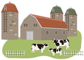 牧場と牛のイラスト