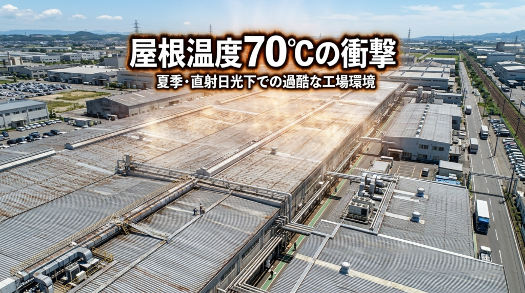 真夏の折板屋根は表面温度70℃超-工場が暑くなる構造的原因