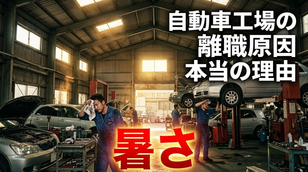 自動車整備工場で汗をかく作業員-離職原因となる暑さ問題の実態