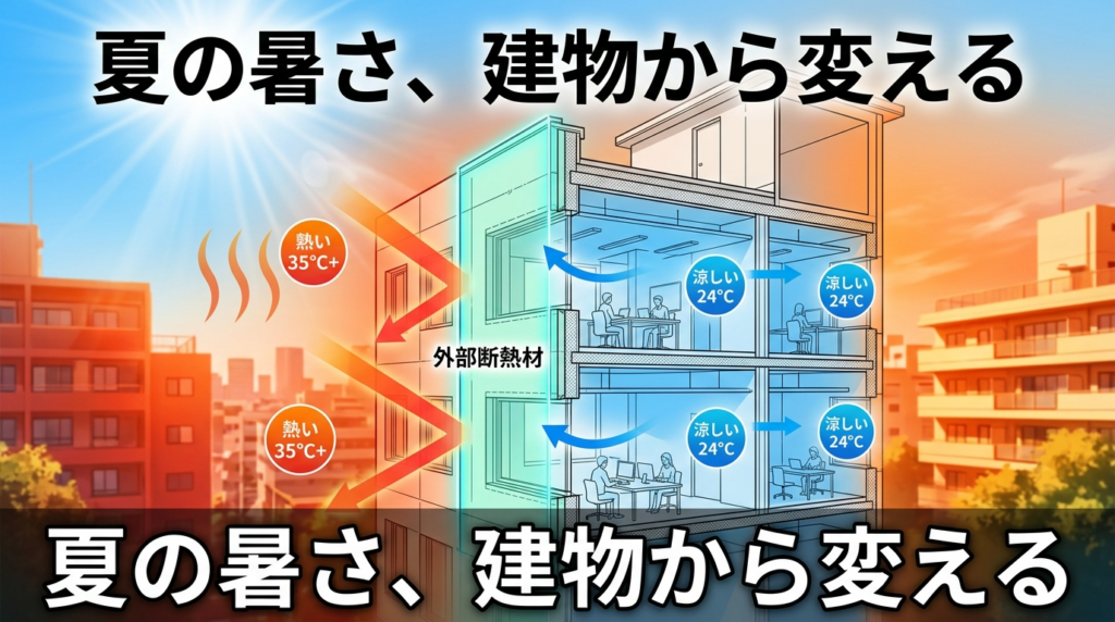 「夏の暑さ、建物から変える」という設備担当者が共感する日本語メッセージ